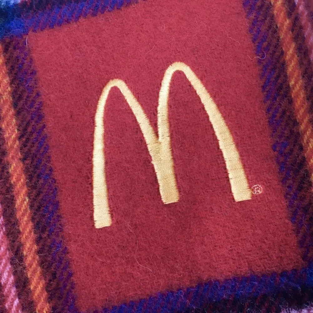 McDonald's Wool Stadium Blanket NIP Faribo Faribault Throw Tartan Plaid Red
